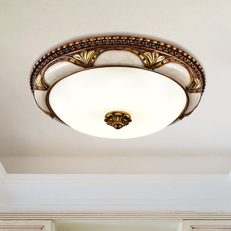 Pavepeno Floral Retro Antique Brass Flush Mount Ceiling Light