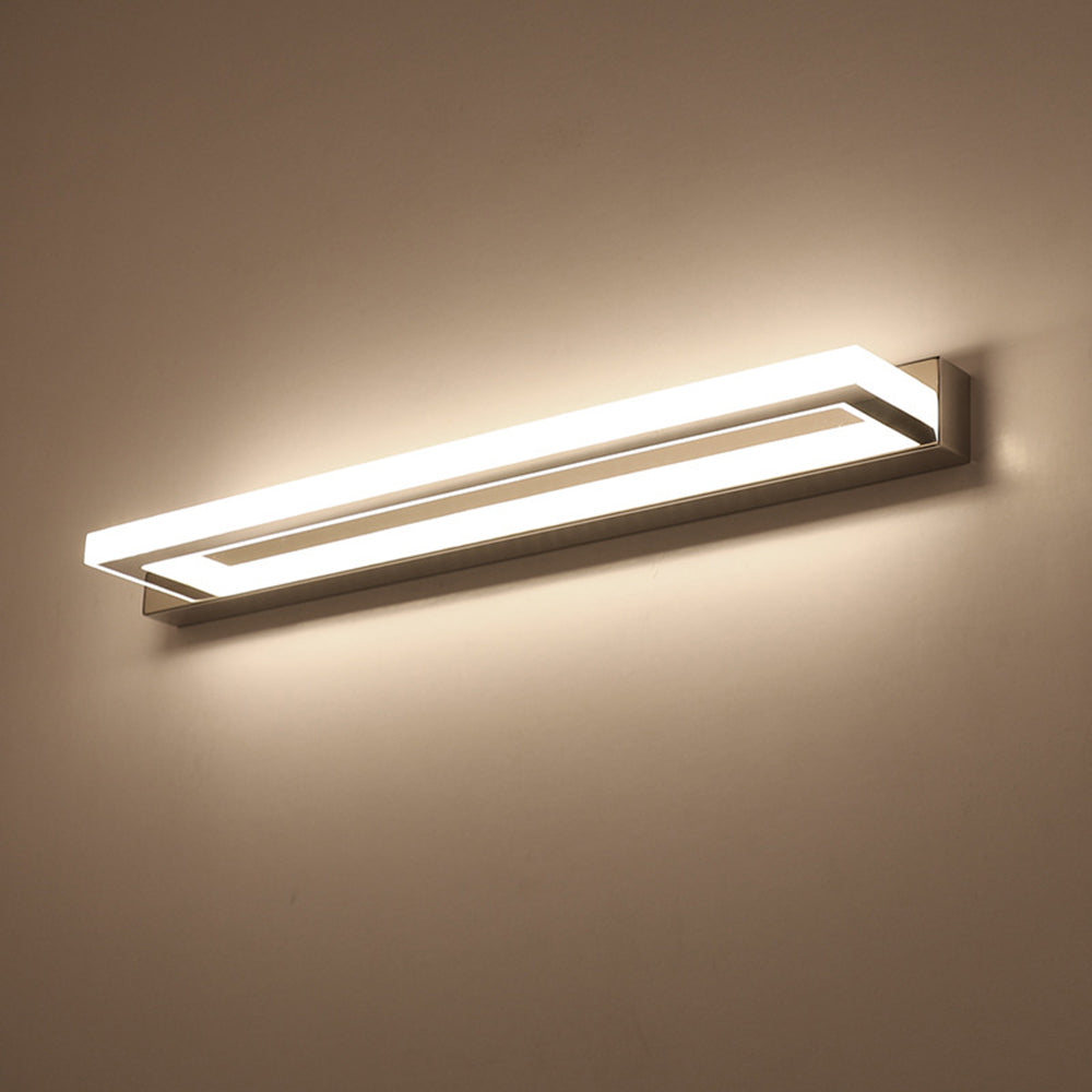 Lapunus Elegant Rectangular Mirror Front Vanity Sliver White Wall Light