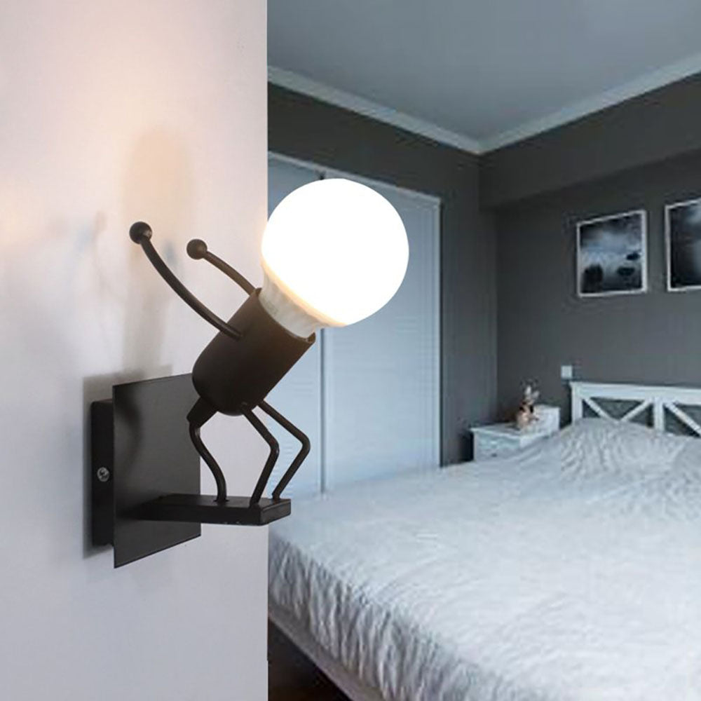 Relarat Modern Decorative Man Metal Wall Lamp, White/Black