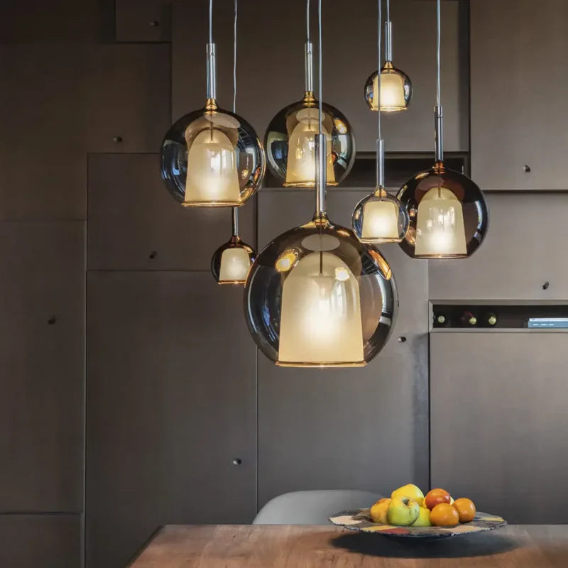 Ramekoke Pendant Light Glass Modern Sphere LED Dining Room