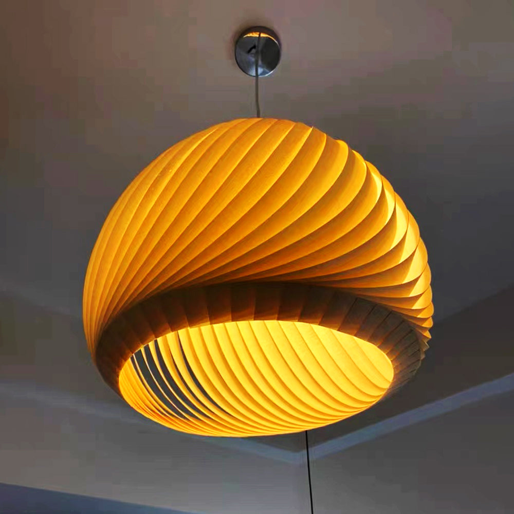 Hutomod Farmhouse Semi Metal Pendant Light, Brown/Wood