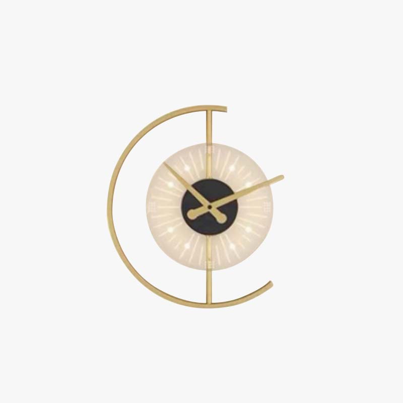 Losarol Modern Clock Metal/ LED Wall Lamp, Black/Gold