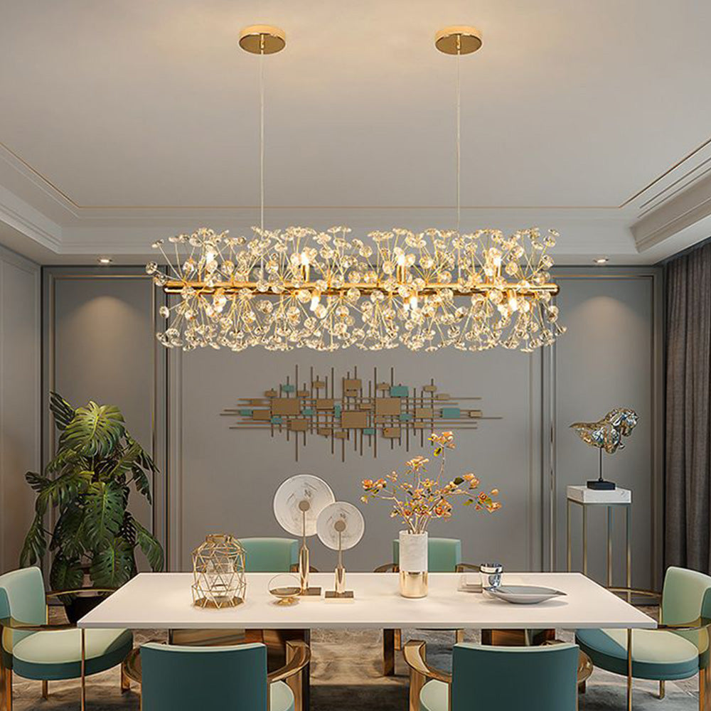 Copulod Luxury Lineal/Flower Chandelier, Gold, Metal/Crystal