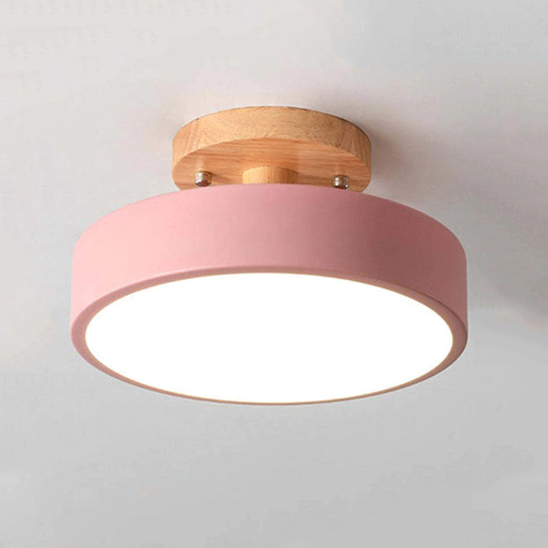 Zera Round LED Flush Mount Ceiling Light Modern Wood Colorful-Neutral Decor