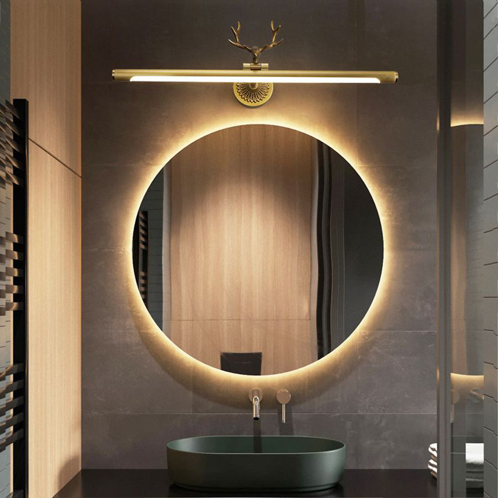 Niragas Modern Staghorn Shaped Vanity Mirror Front Wall Lamp, Black/Brass