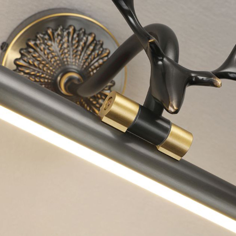 Niragas Modern Staghorn Shaped Vanity Mirror Front Wall Lamp, Black/Brass