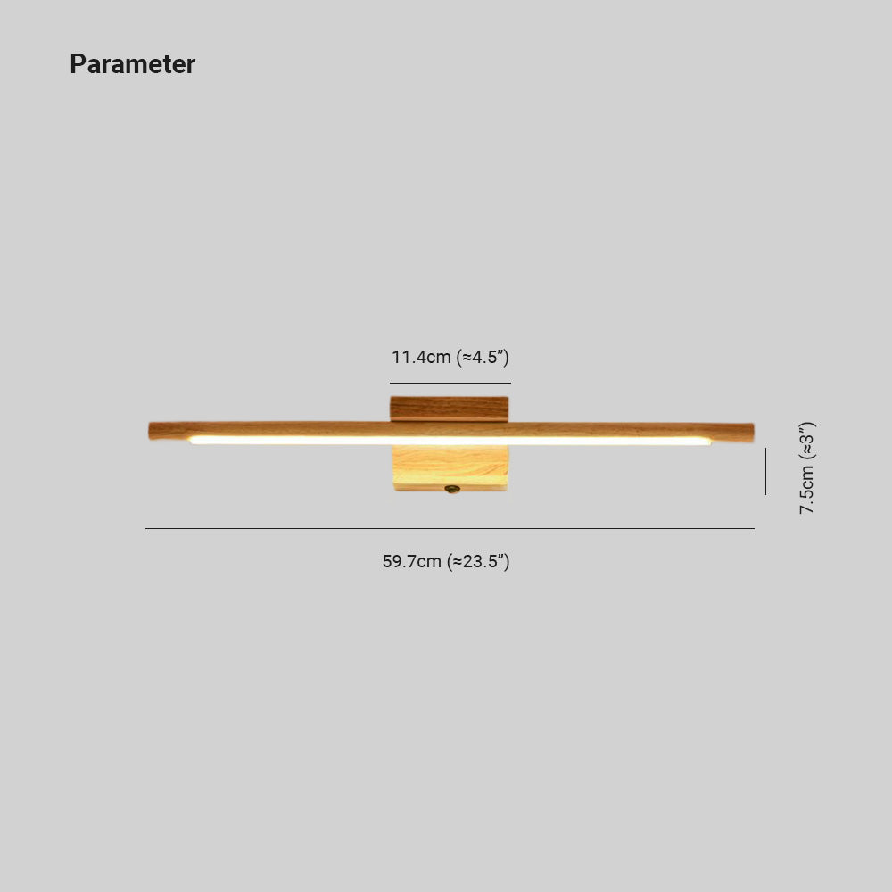 Zisolud Nature Wood Linear Mirror Front Vanity Wall Lamp
