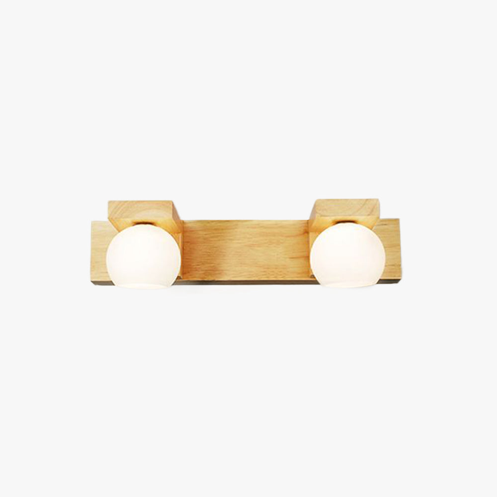 Filusar Wooden Ball Mirror Front Vanity Wall Lamp, Log Color
