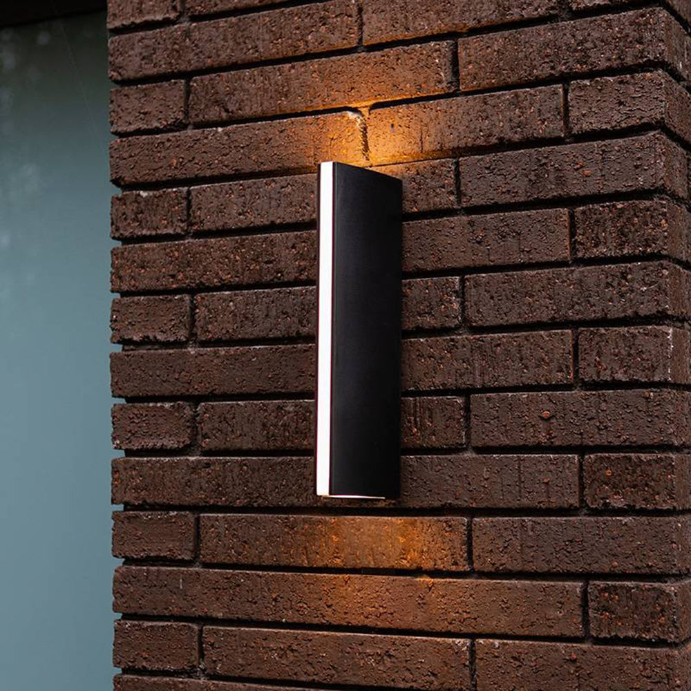 Lokavot Modern Triangular Prism Metal Outdoor Wall Lamp, Black/Silver