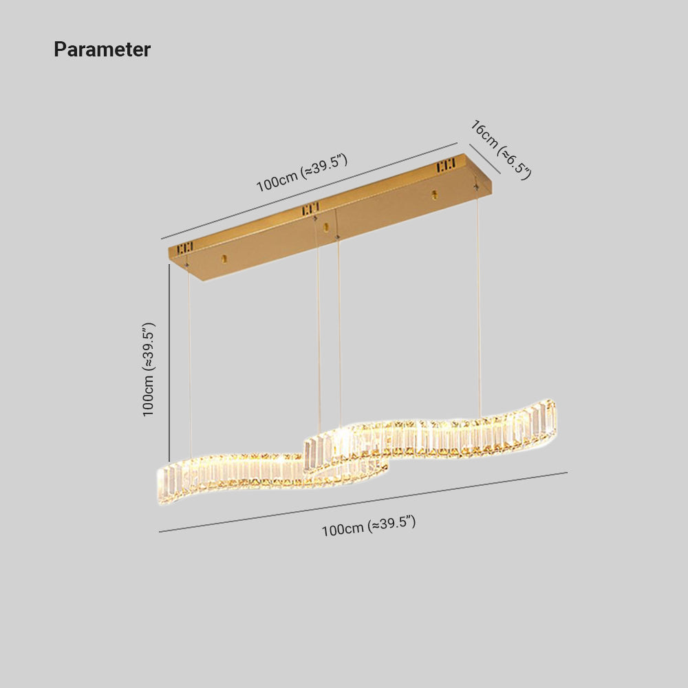 Kolotet Luxury Wave Crystal/Metal Pendant Light, Silver/Gold