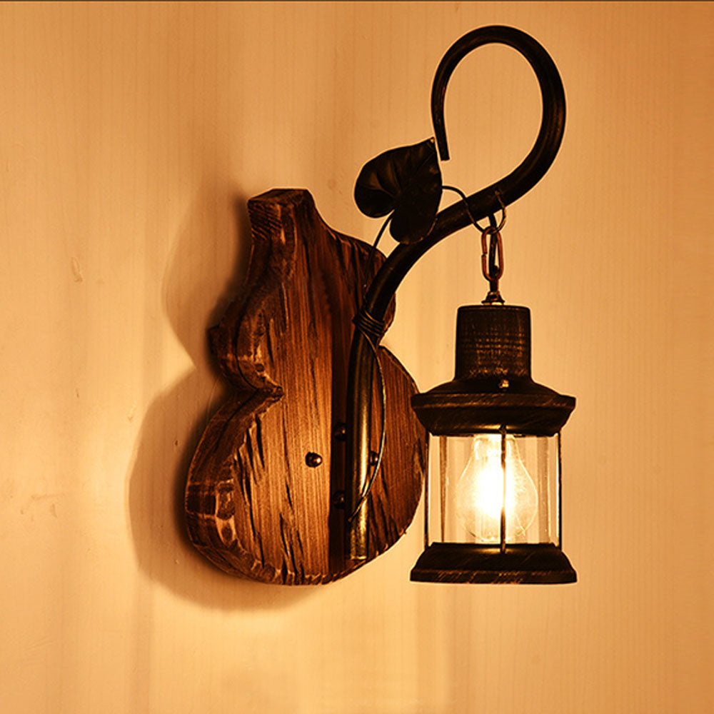 Foduron Wall Lamp Cucurbits/Candle Vintage, Wood/Metal, Bedroom