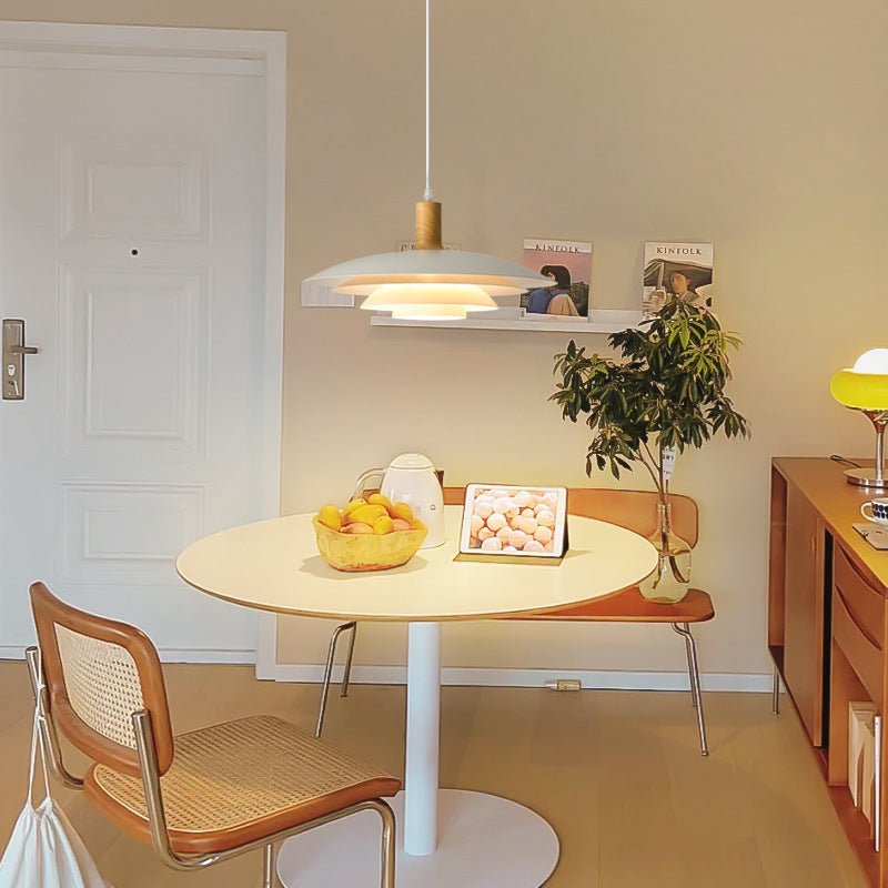Debapak Modern LED Pendant Light White Wood Metal Bedroom