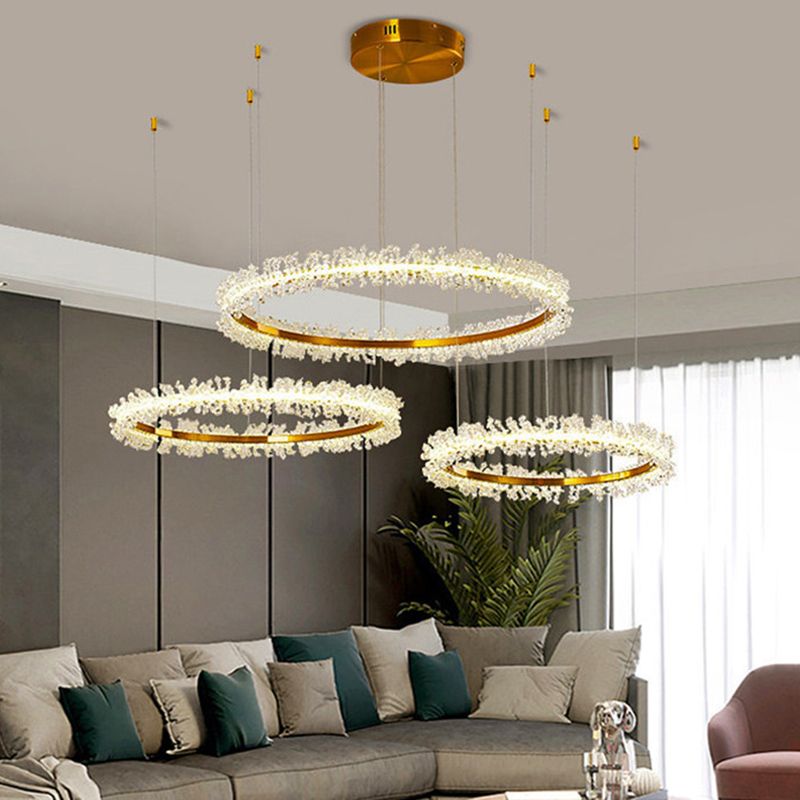 Lomepoda Luxury Circular Crystal Tassel Pendant Light