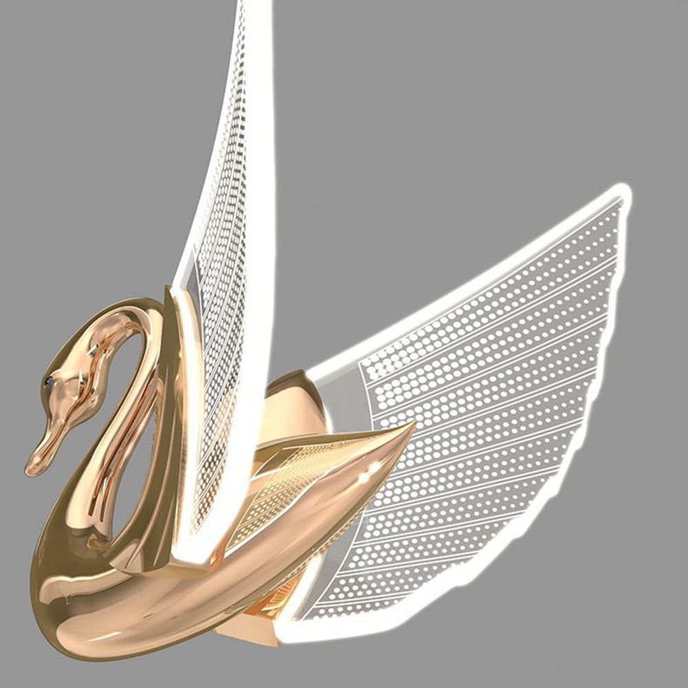 Duvebil Art Deco Swan /Metal Wall Lamp, Gold/Rose Gold