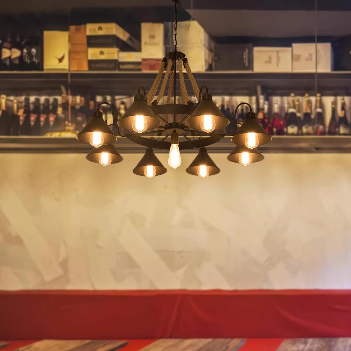Jopabek Vintage Industrial Rope Chandelier Living Room