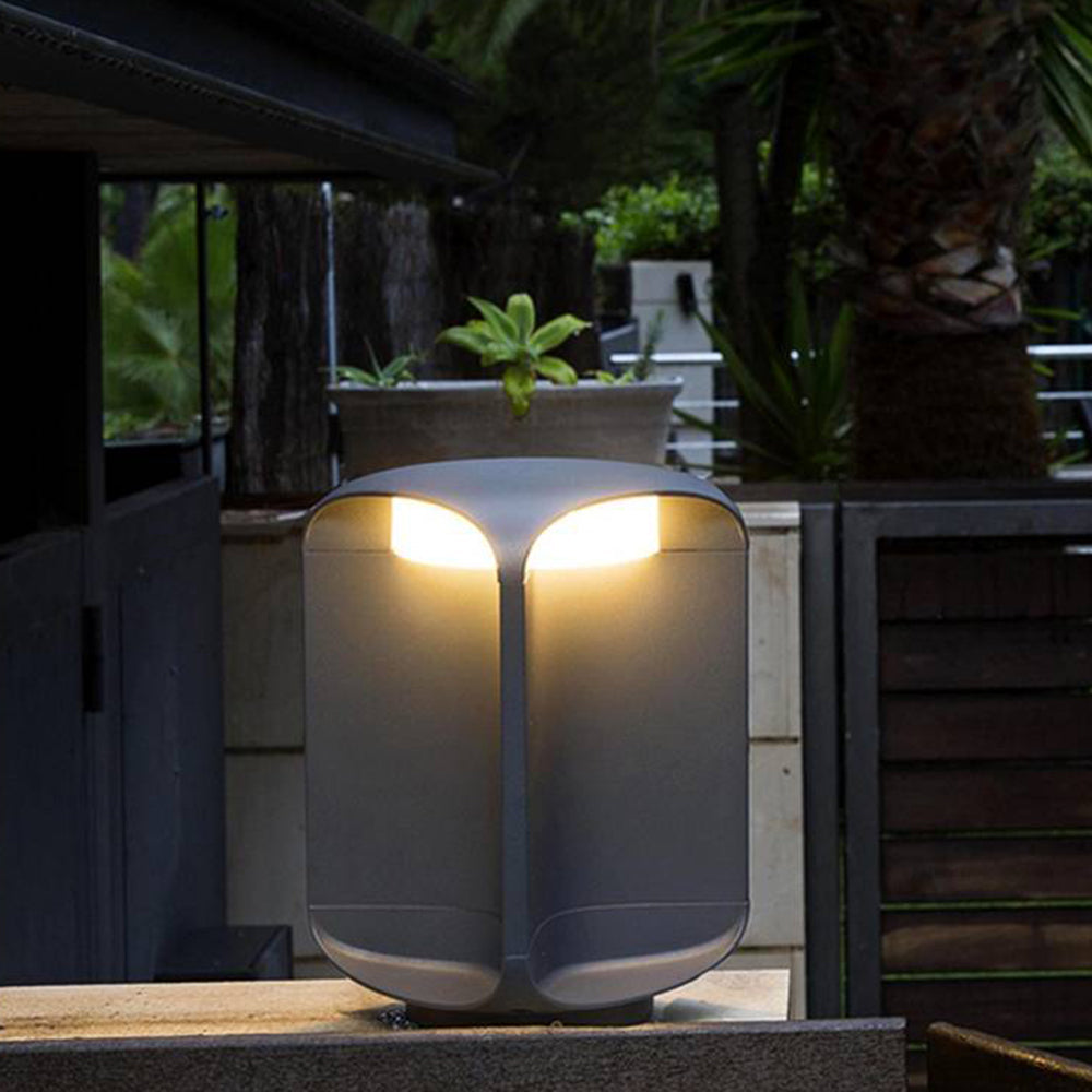 Tilobul Minimalist Cylinder Outdoor Floor Lamp, Metal/Glass, Black