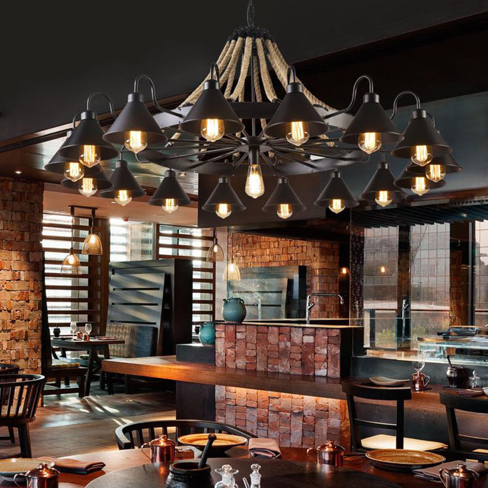 Jopabek Vintage Industrial Rope Chandelier Living Room