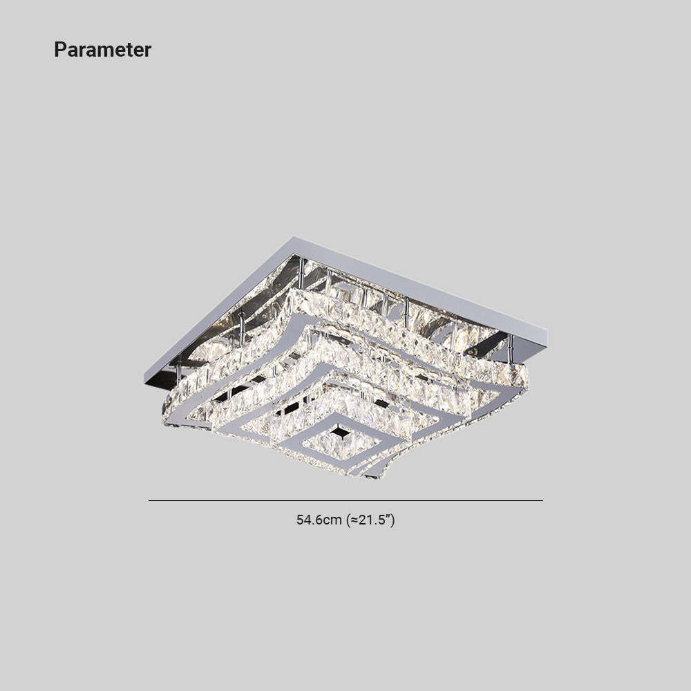 Numeror Luxury Square Metal/Glass Flush Mount Ceiling Light, Living Room