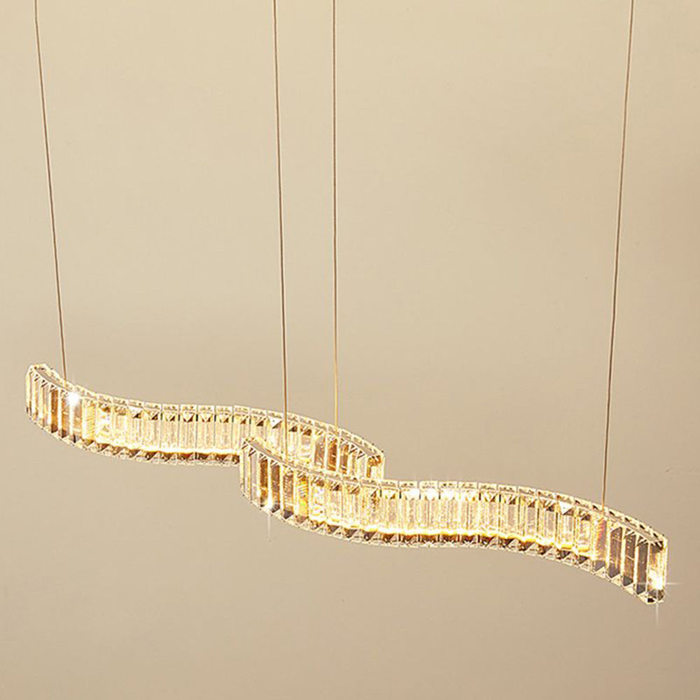 Kolotet Luxury Wave Crystal/Metal Pendant Light, Silver/Gold