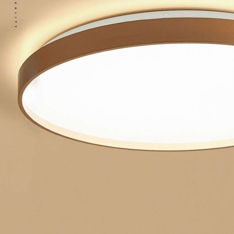Zomilun Minimalist Round Metal/ Flush Mount Ceiling Light, White/Coffee/Grey/Gold