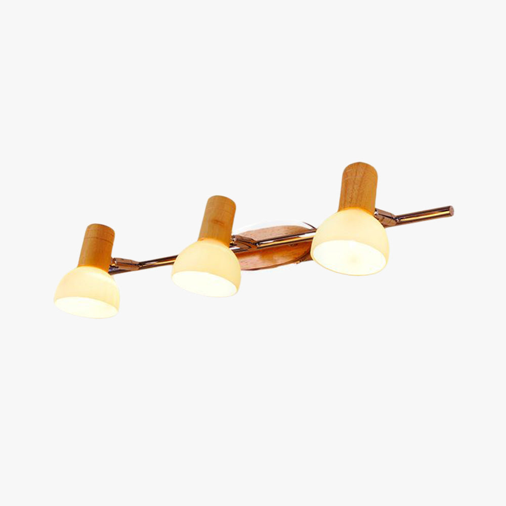 Dinukam Multi Dome Mirror Front Wooden Vanity Wall Lamp, Log Color