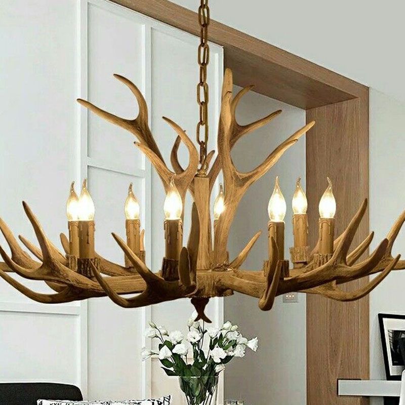 Epoch Retro Deer Horn Resin Chandelier Living Room