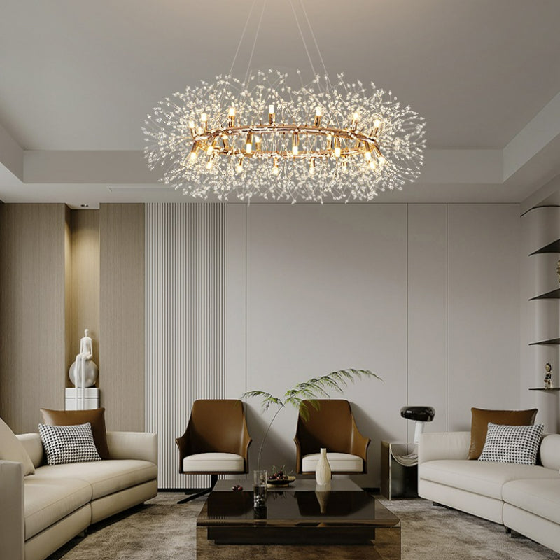 Keritun Modern Dandelion LED Pendant Light GoldCrystal Bedroom/Living Room