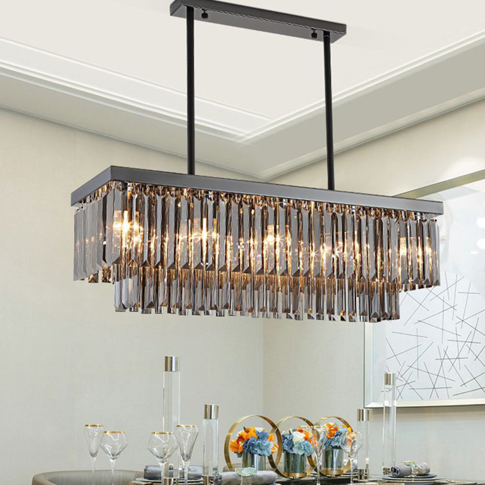 Patoven Design Rectangle Metal Pendant Light, Black