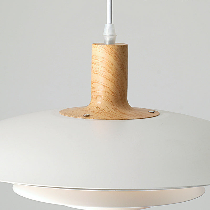 Debapak Modern LED Pendant Light White Wood Metal Bedroom