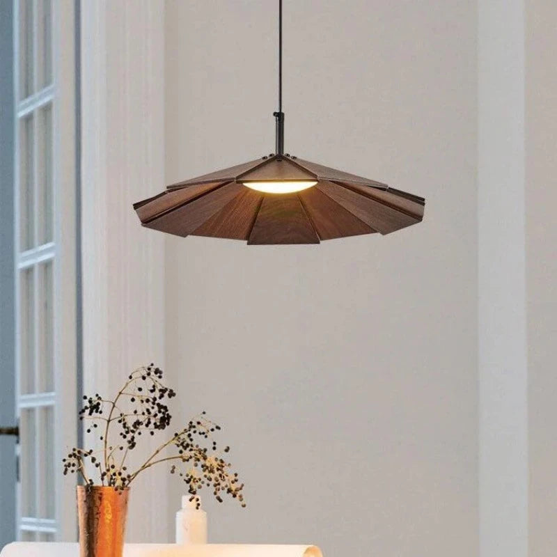 Vokipod Vintage LED Pendant Light Walnut Wood Bedroom/Bar/Tea Room