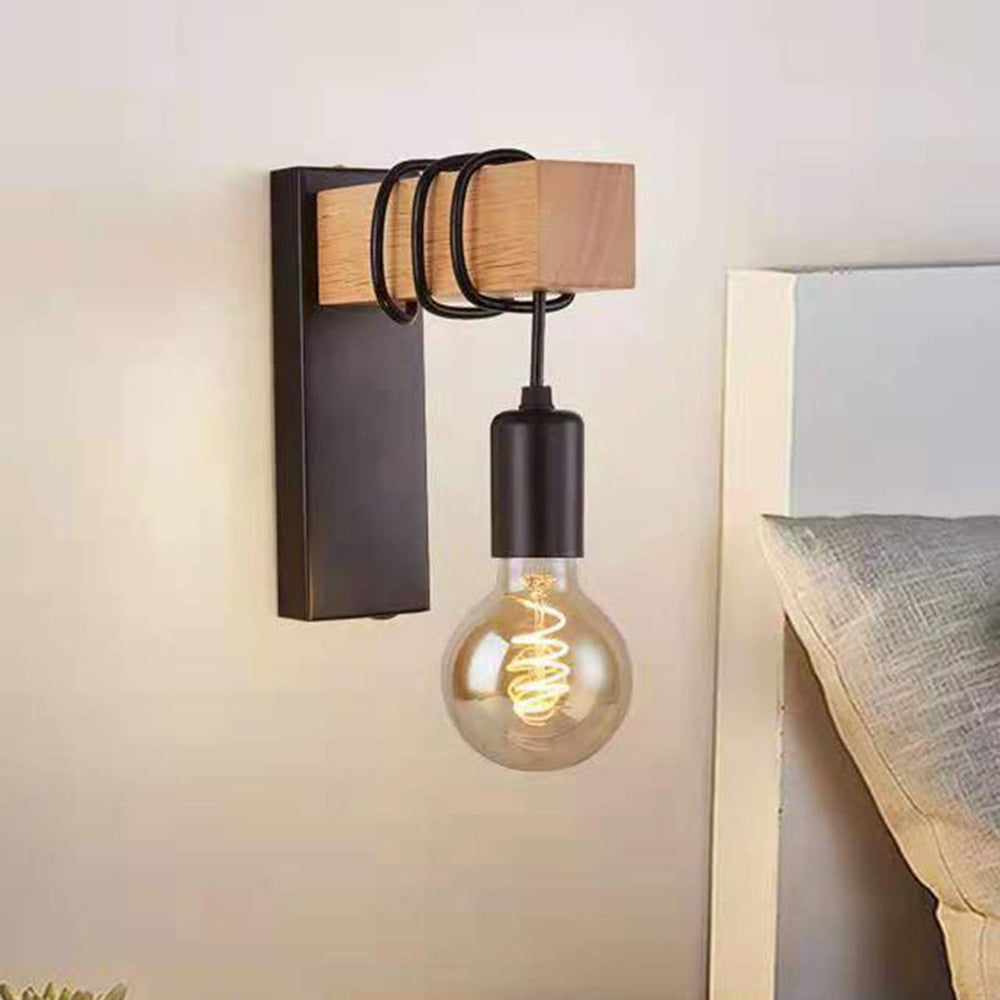 Lupanes Wall Lamp Bulb Industrial, Metal, Black/White, Living Room