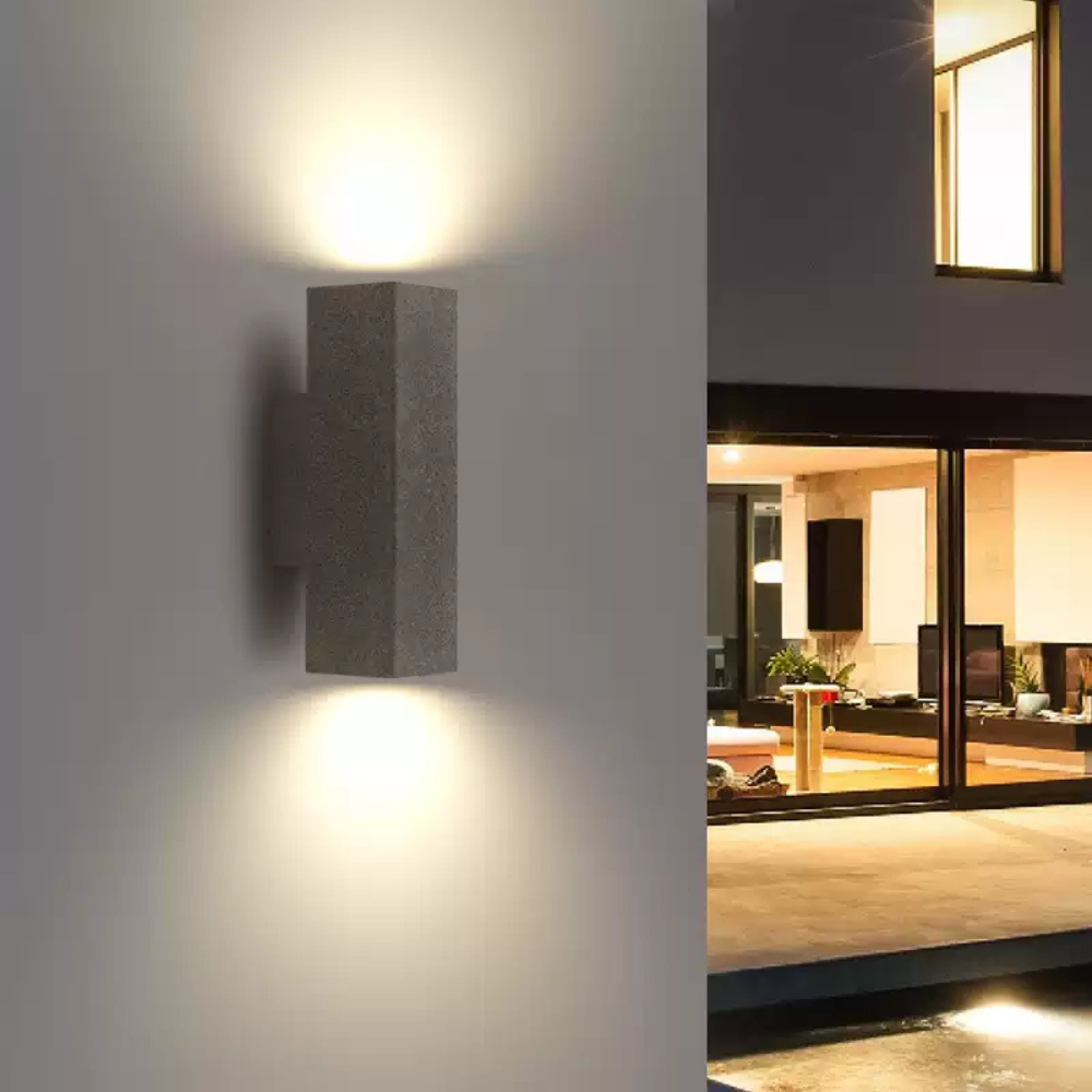 Ginilom Minimalist Cement Square Outdoor Wall Lamp, White