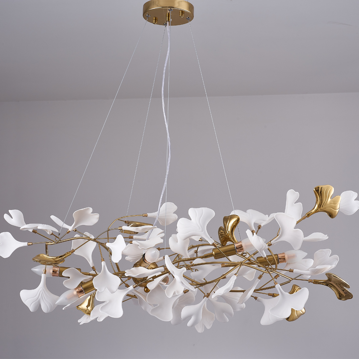 Navirin Luxury Ceramic Chandelier Large Foyer, Gingko leaf, Living Room