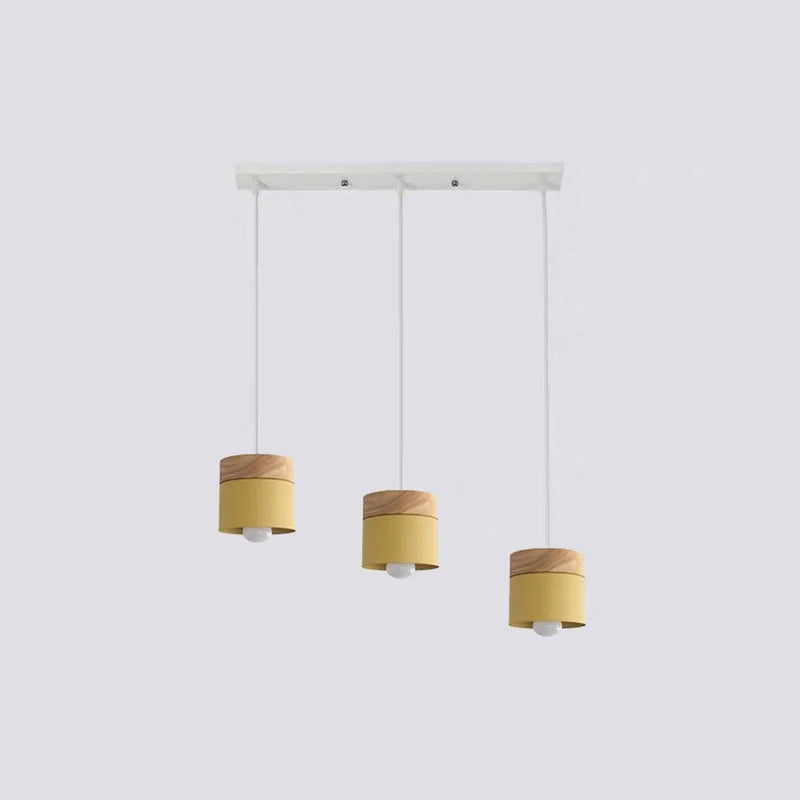 Moturos Modern Can Shape Metal/Wood Pendant Light