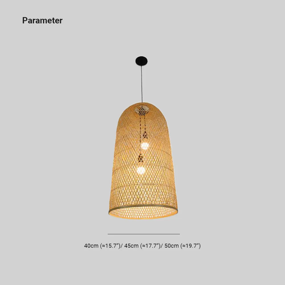 Gabudam Natural Handmade Bamboo Led Pendant Light, Bedroom