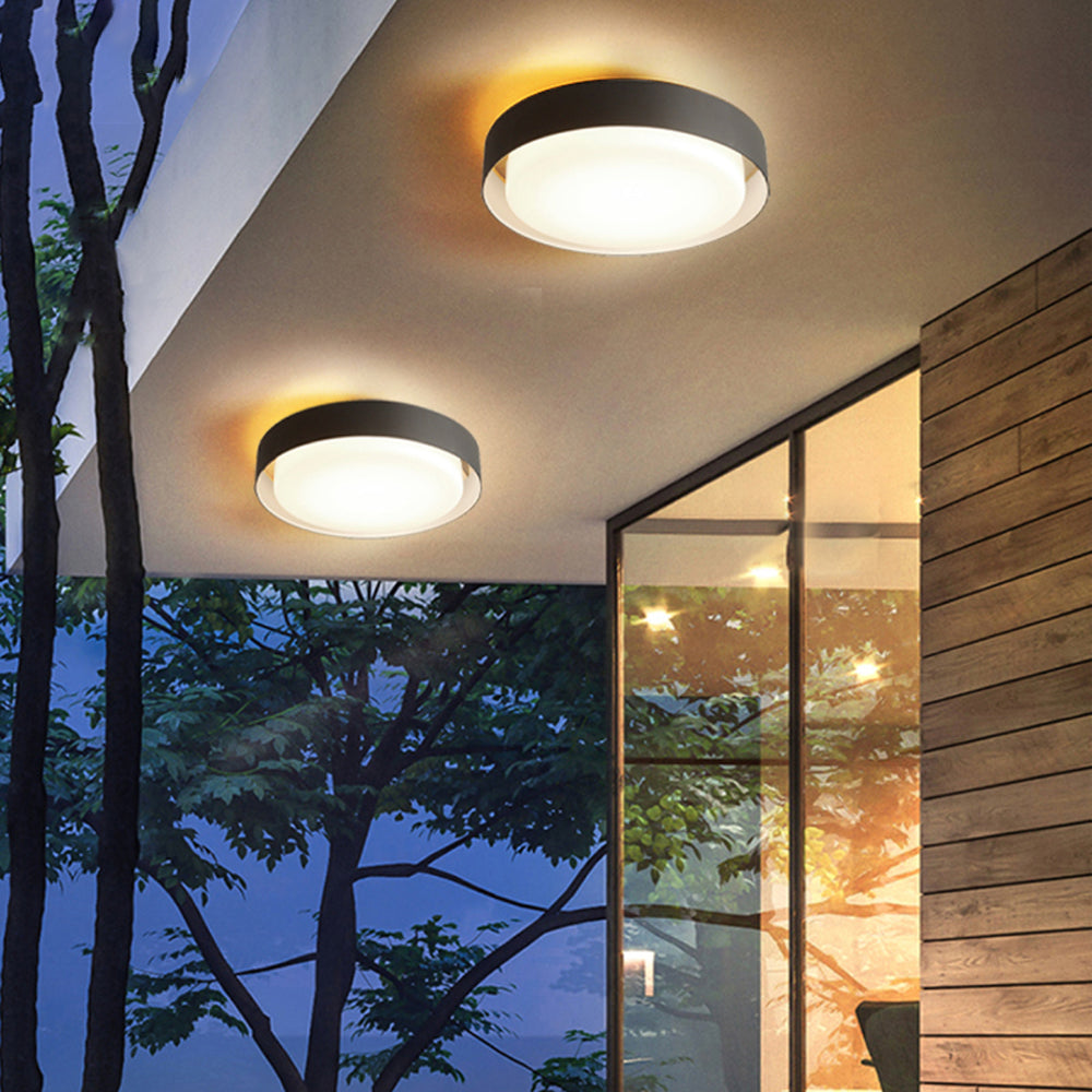 Gimoral Modern Round Flush Mount Ceiling Light, Metal/, White/Black