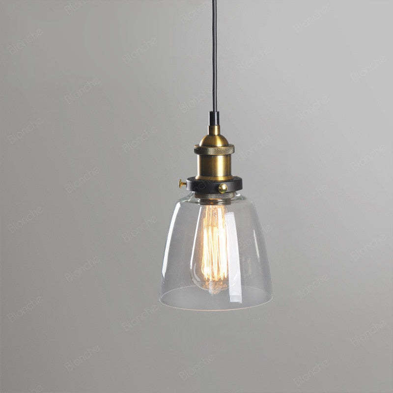 Teni Industrial Glass Pendant Light Clear/Amber/Smoke Grey-Neutral Decor