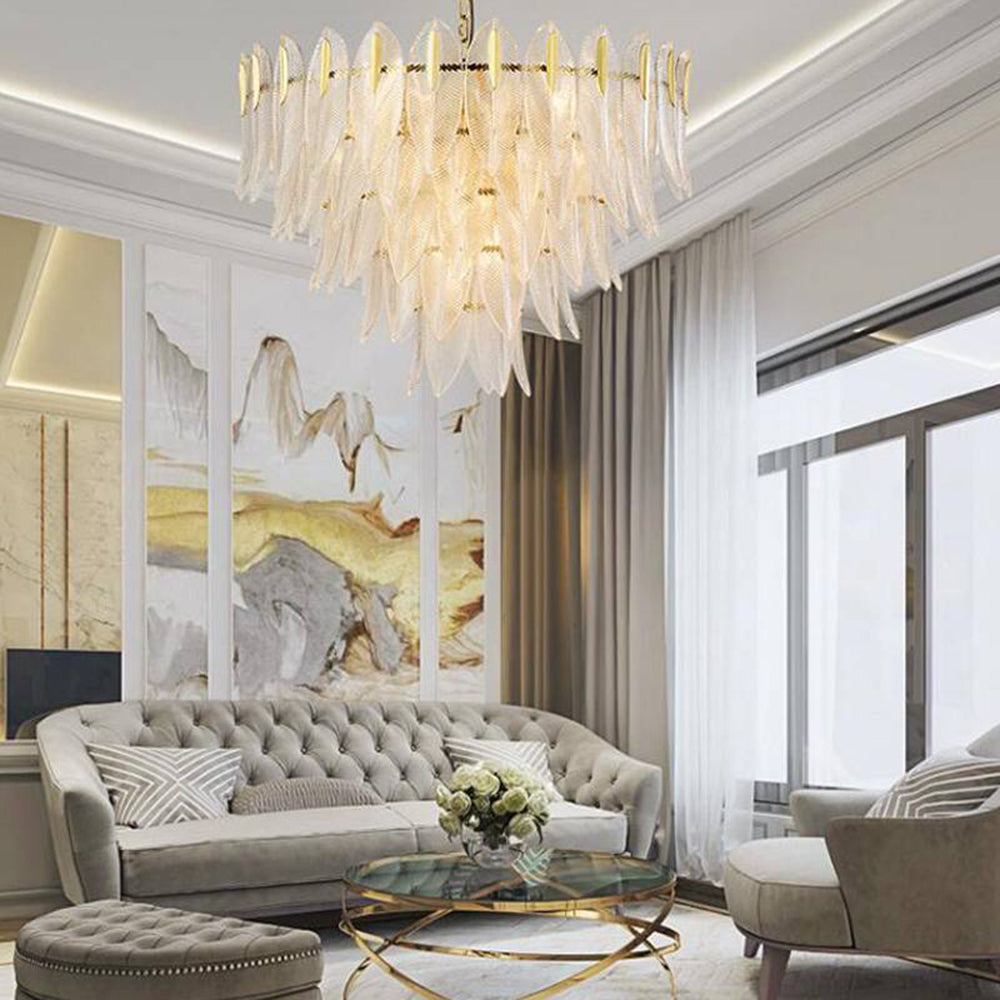 Kudalar Modern Gold Feather Chandelier, 3 Style