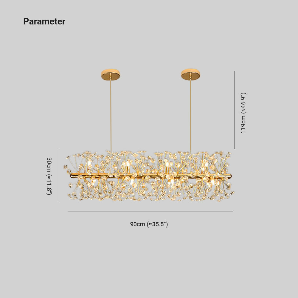 Copulod Luxury Lineal/Flower Chandelier, Gold, Metal/Crystal