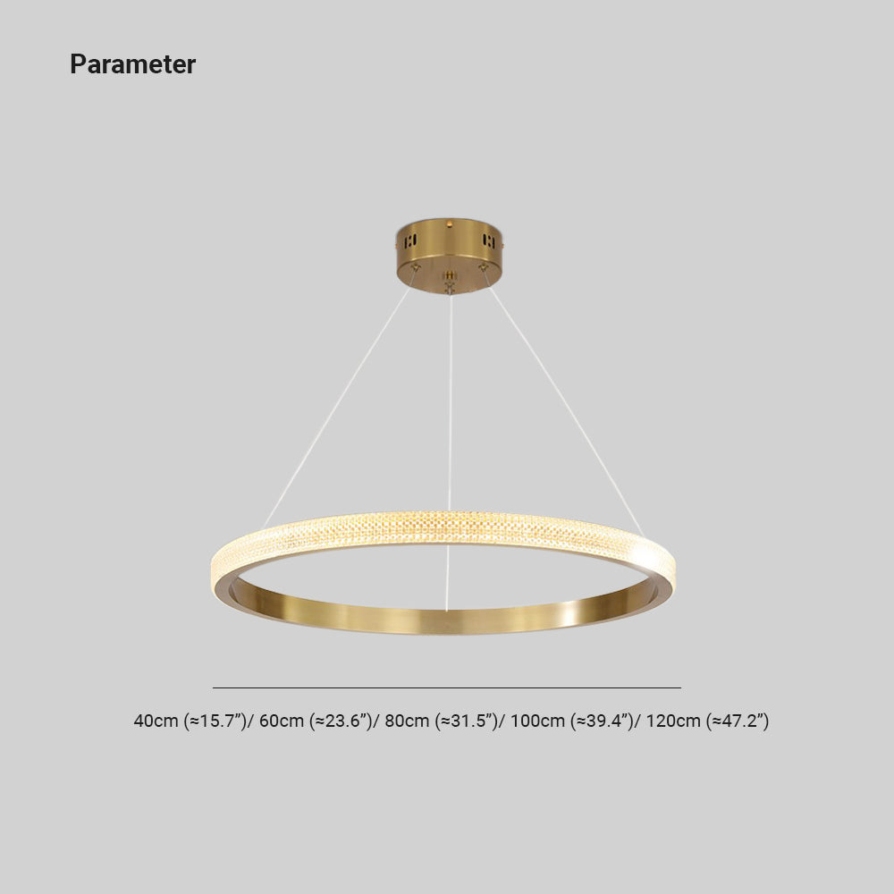 Seposik Modern Ring Metal/Arcylic LED Pendant Light, Black/Gold