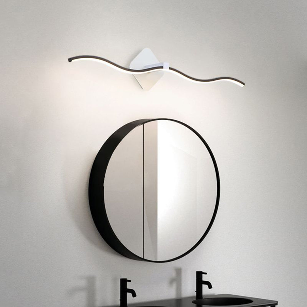 Begilal Minimalist Wave Linear Metal Wall Lamp, Black/White