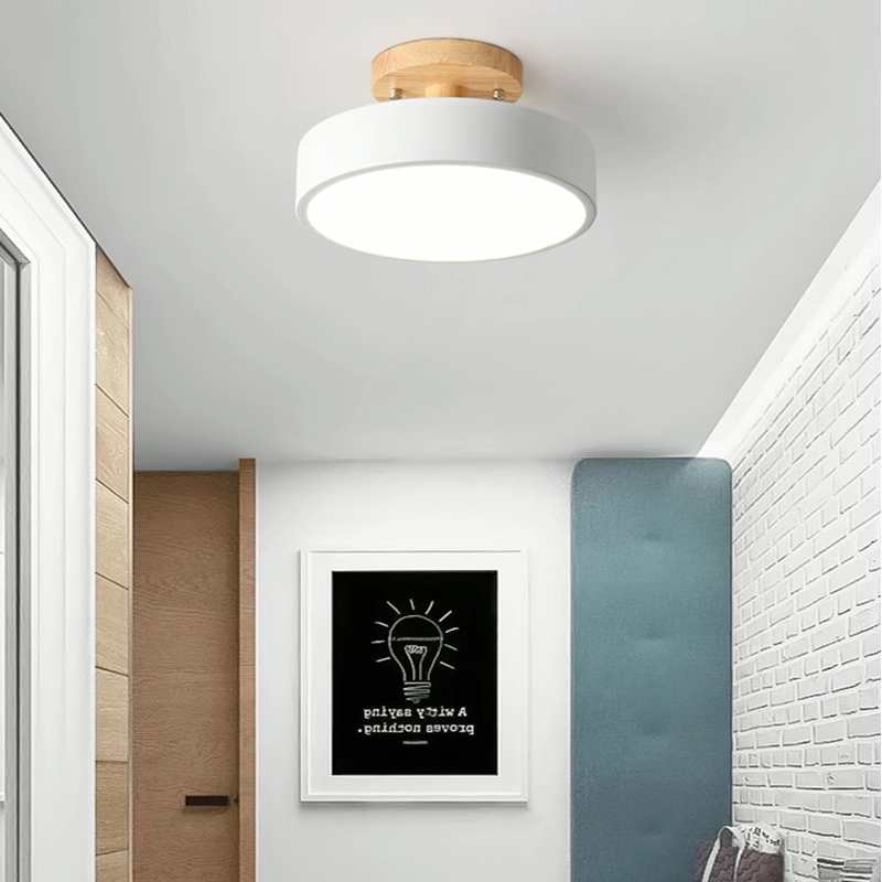 Zera Round LED Flush Mount Ceiling Light Modern Wood Colorful-Neutral Decor