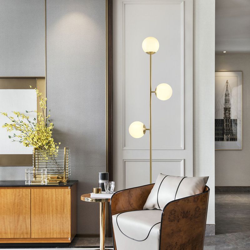 Sogopel Modern Globe Brass/Glass Floor Lamp, 3 Heads