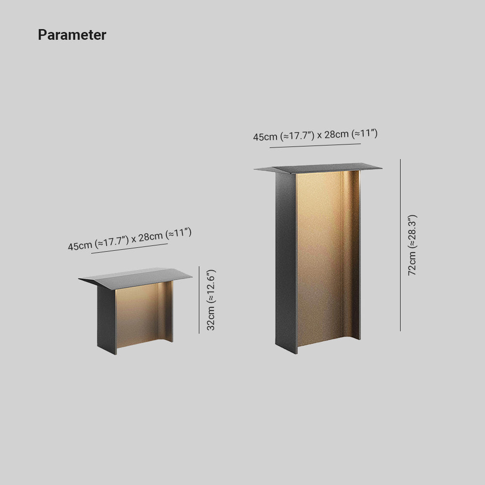 Dugudos Modern Metal Rectangular Solar Outdoor Path Light, Grey/Black