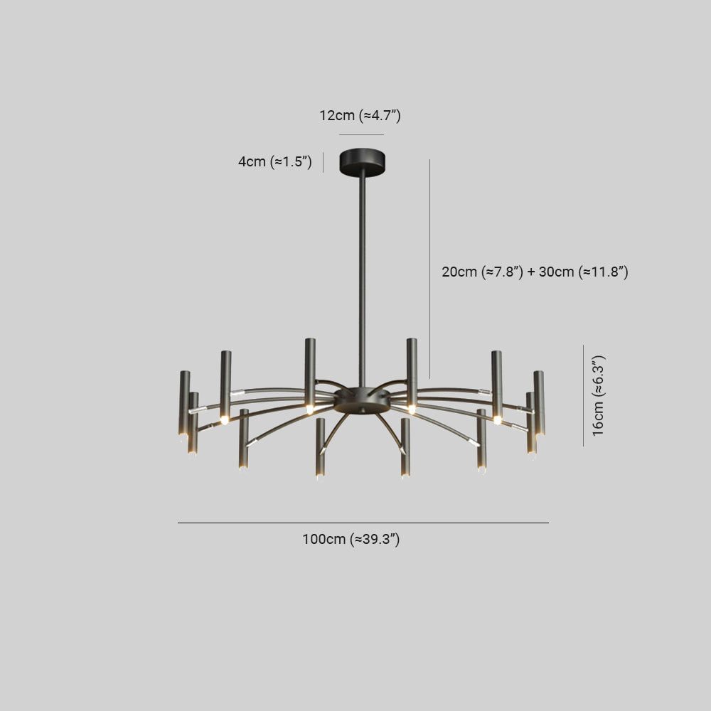 Pumapir Modern Blown Linear Metal Multi-heads Chandelier
