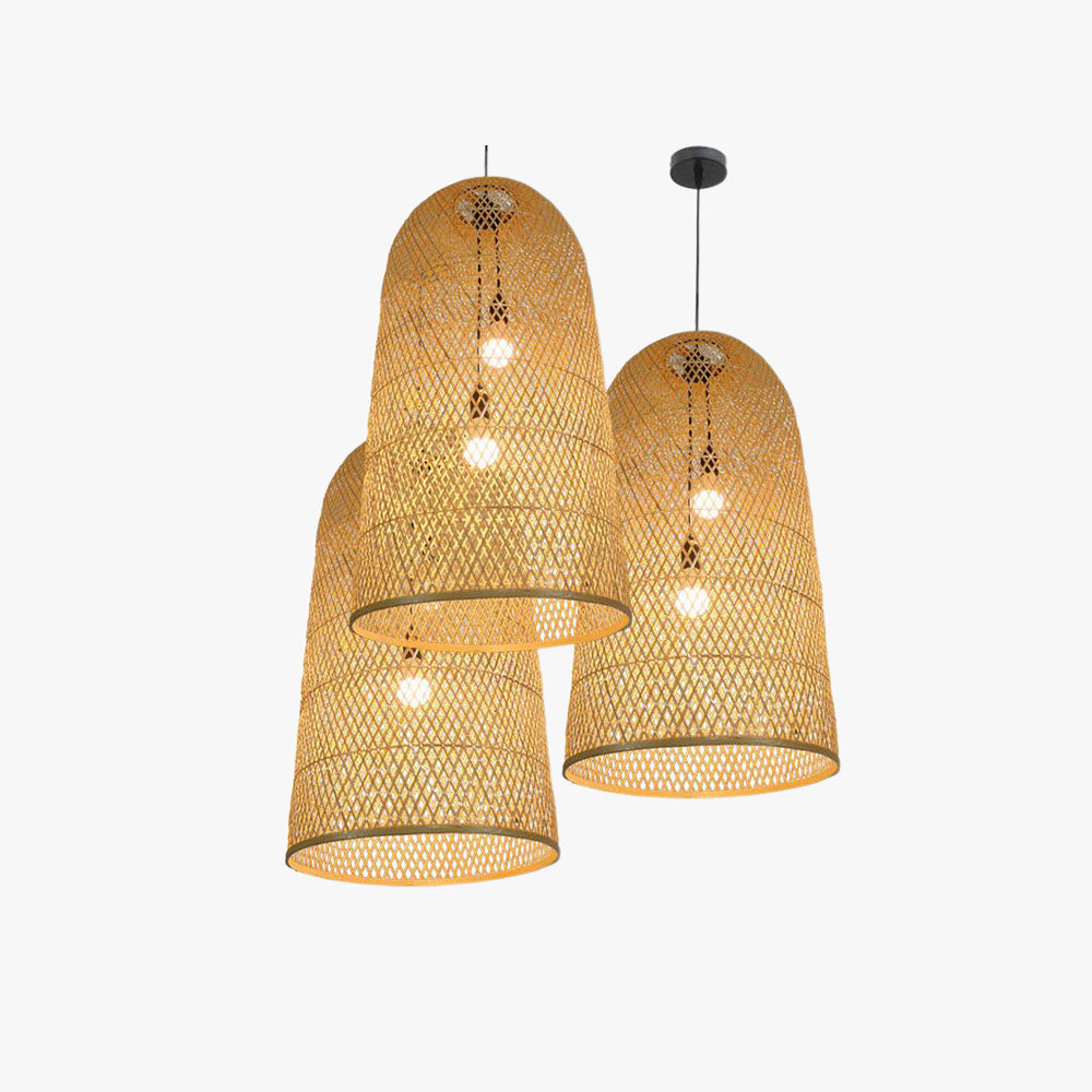 Gabudam Natural Handmade Bamboo Led Pendant Light, Bedroom