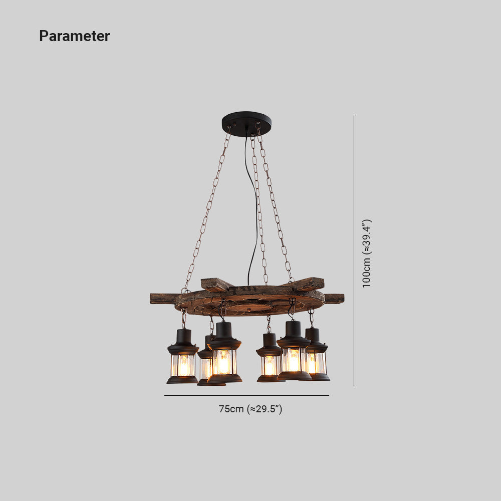 Mopukud Retro Rudder Metal & Wood Pendant Light, 6 Heads