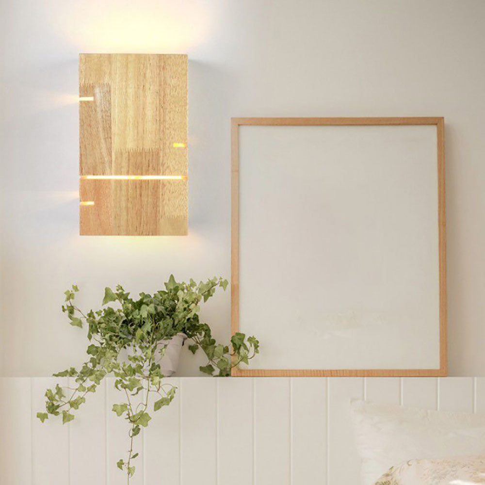 Vitikot Wall Lamp Rectangular Minimalist, Mounted Bedside, Wood, Bedroom