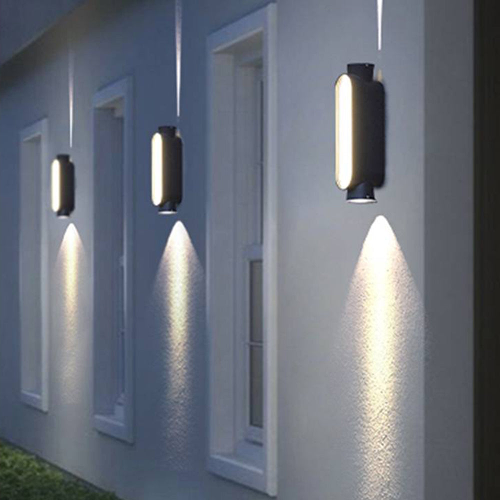 Junakod Minimalist Up/Down Outdoor Wall Lamp, Black/White