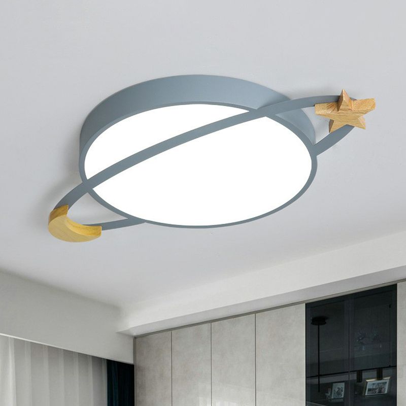 Kibokan Modern Round Flush Mount Ceiling Light, Grey/White/Green
